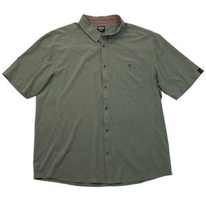 Karbon Shirt Mens XL Extra Large Olive Striped Short Sleeve Button Up Pocket